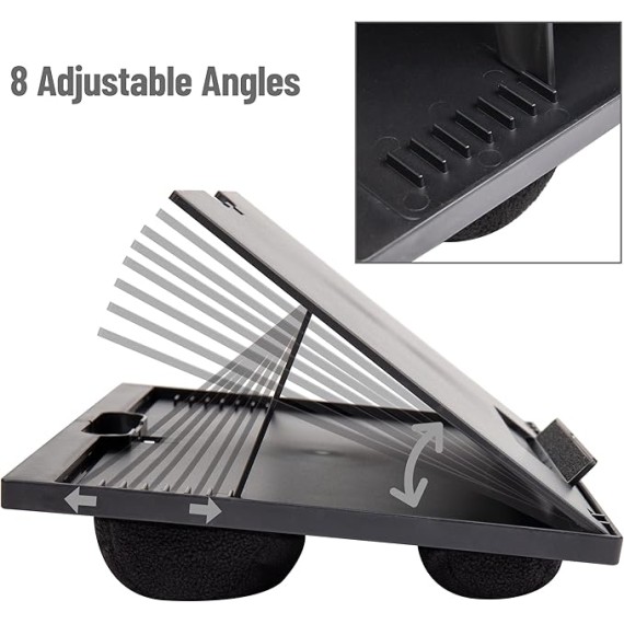 Lap Desk Laptop Stand, Bed Tray, Collapsible, Cushion, Portable, Dorm, Plastic, 14.75"L x 11"W x 7.3"H, Black
