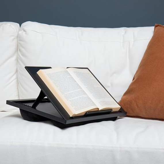 Lap Desk Laptop Stand, Bed Tray, Collapsible, Cushion, Portable, Dorm, Plastic, 14.75"L x 11"W x 7.3"H, Black
