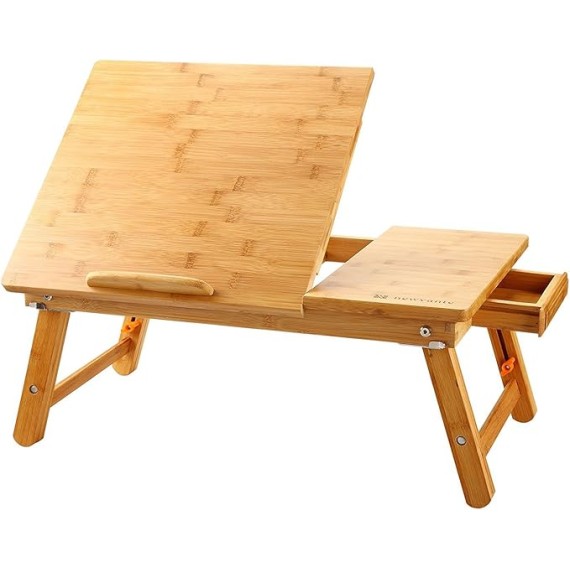 Laptop Desk  Bamboo Bed Tray Adjustable Foldable Desk Bed Serving w' Tilting Drawer