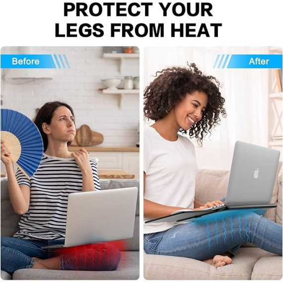 Portable Laptop Lap Desk w/ Retractable Left/Right Mouse Pad Tray, Non-Slip Heat Shield Tablet Notebook Computer Stand Table w/ Sturdy Stable Work Surface for Bed Sofa Couch or Travel