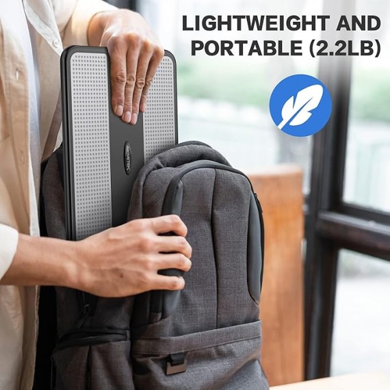 Portable Laptop Lap Desk w/ Retractable Left/Right Mouse Pad Tray, Non-Slip Heat Shield Tablet Notebook Computer Stand Table w/ Sturdy Stable Work Surface for Bed Sofa Couch or Travel