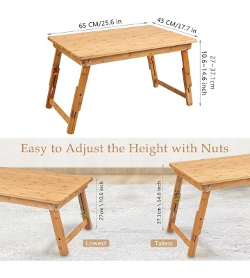 Large Size Laptop Tray Desk  25.6x17.7in Bamboo Floor Desk Low Table Bed Tray Table,Foldable Adjustable Study Writing Gaming Breakfast Serving Floor Table Support 18in Laptop w' 4 Leg Lock