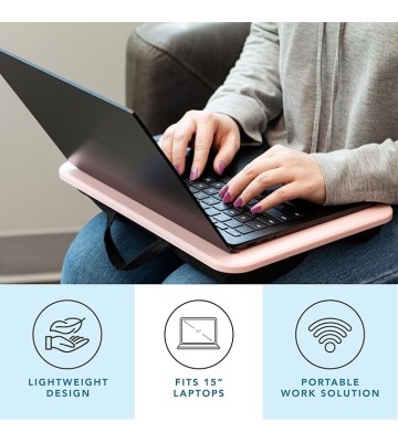 LAPGEAR Compact Lap Desk - Rose Quartz - Fits up to 15 Inch Laptops - Style No. 43104