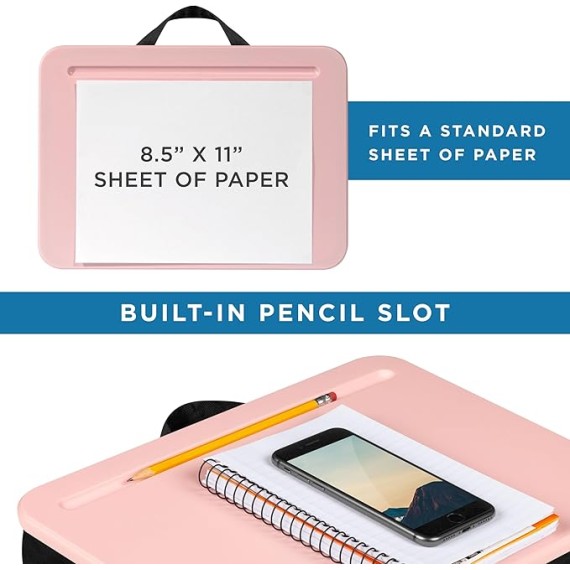 LAPGEAR Compact Lap Desk - Rose Quartz - Fits up to 15 Inch Laptops - Style No. 43104