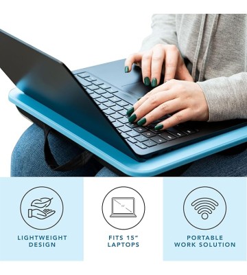 LAPGEAR Compact Lap Desk - Alaskan Blue - Fits up to 15 Inch Laptops - Style No. 43103