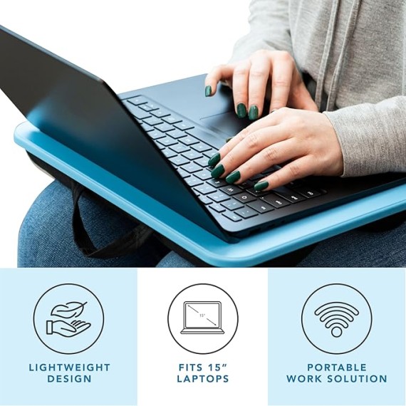 LAPGEAR Compact Lap Desk - Alaskan Blue - Fits up to 15 Inch Laptops - Style No. 43103