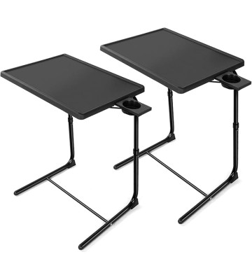 Adjustable TV Tray Table - TV Dinner Tray on Bed & Sofa, Comfortable Folding Table with 6 Height & 3 Tilt Angle Adjustments by  (2 pack)