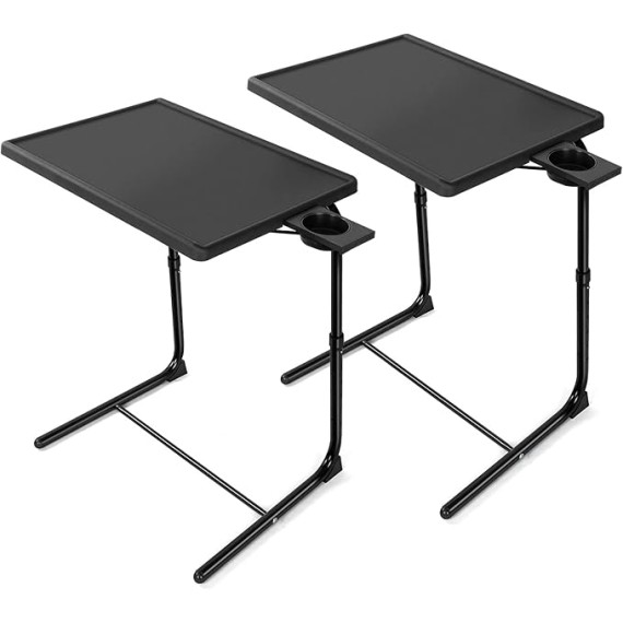 Adjustable TV Tray Table - TV Dinner Tray on Bed & Sofa, Comfortable Folding Table with 6 Height & 3 Tilt Angle Adjustments by  (2 pack)