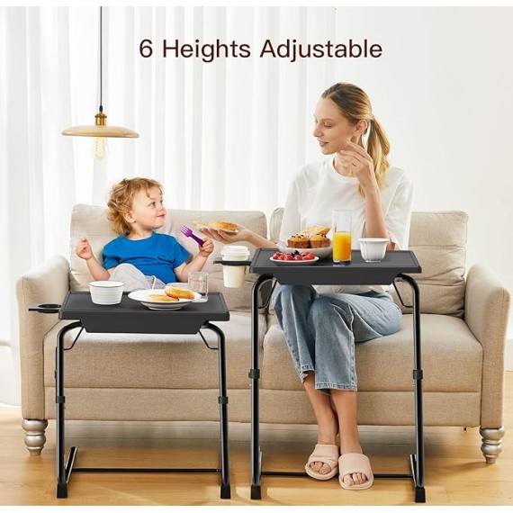 Adjustable TV Tray Table - TV Dinner Tray on Bed & Sofa, Comfortable Folding Table with 6 Height & 3 Tilt Angle Adjustments by  (2 pack)