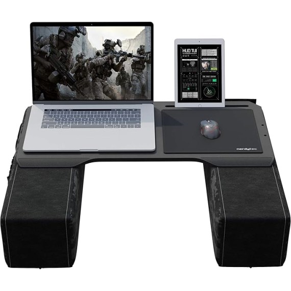 CYBOT - Premium Ergonomic Lap Desk for Notebooks - Sustainable Bamboo Construction - Kevlar Cushion Front - Ventilated Design - Fits Up to 17-Inch Laptops