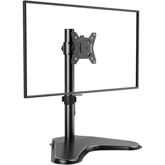 Single Monitor Stand, Free Standing Monitor Desk Stand for 13 to 32" Computer, Height Adjustable Monitor Mount Full Motion Swivel VESA 75x75mm/100x100mm Heavy Duty Steel Base up to 17.6 lbs