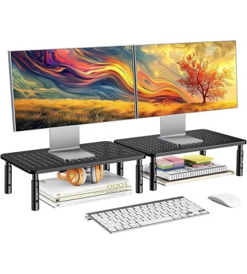 Monitor Stand for Desk, Computer Monitor Stand Height Adjustable, Monitor Riser for 2 Monitors, Laptop Stand for Desk, 2 Pack, Black