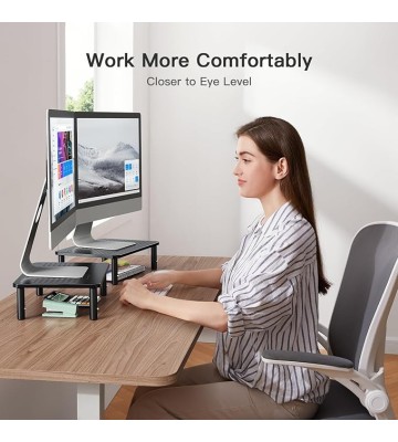 Monitor Stand for Desk, Computer Monitor Stand Height Adjustable, Monitor Riser for 2 Monitors, Laptop Stand for Desk, 2 Pack, Black