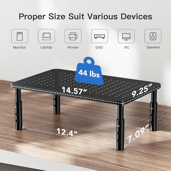 Monitor Stand for Desk, Computer Monitor Stand Height Adjustable, Monitor Riser for 2 Monitors, Laptop Stand for Desk, 2 Pack, Black