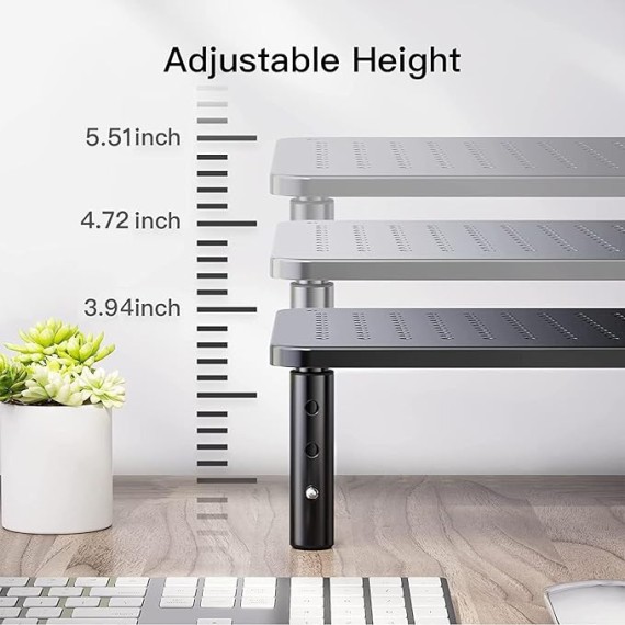 Monitor Stand for Desk, Computer Monitor Stand Height Adjustable, Monitor Riser for 2 Monitors, Laptop Stand for Desk, 2 Pack, Black