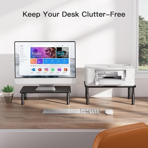Monitor Stand for Desk, Computer Monitor Stand Height Adjustable, Monitor Riser for 2 Monitors, Laptop Stand for Desk, 2 Pack, Black