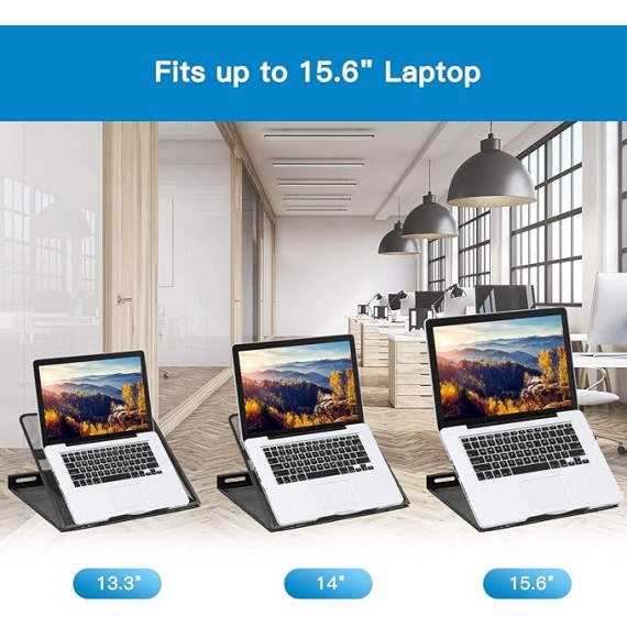 Adjustable Laptop Stand Riser for Desk, Fits Up to 15.6 inch Notebook, Mesh Ventilated Laptop Cooling Stand with 8 Tilt Levels