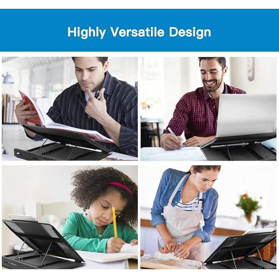 Adjustable Laptop Stand Riser for Desk, Fits Up to 15.6 inch Notebook, Mesh Ventilated Laptop Cooling Stand with 8 Tilt Levels