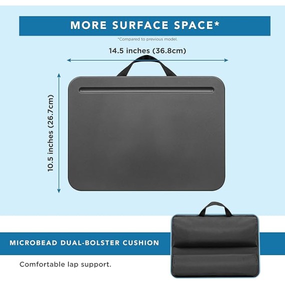 LAPGEAR Compact Lap Desk - Charcoal - Fits up to 15 Inch Laptops - Pack of 12 - Style No. 43005