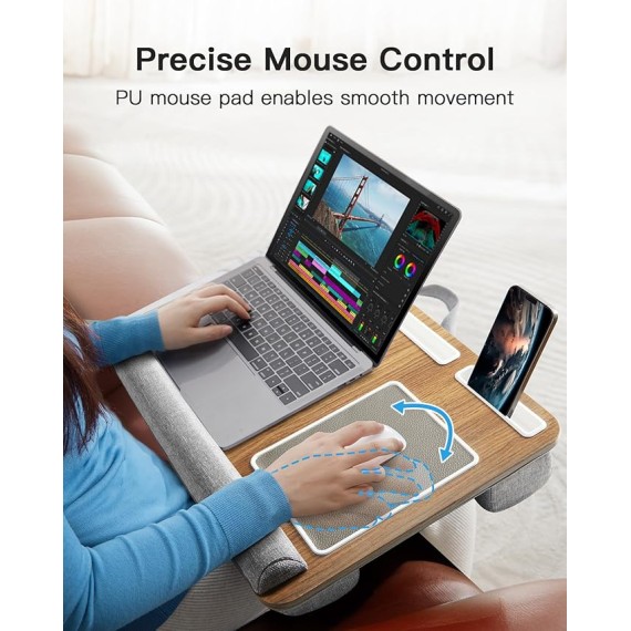 Lap Desk - Fits up to 17 inches Laptop Desk, Built in Mouse Pad & Wrist Pad for Notebook, MacBook, Tablet, Laptop Stand with Tablet, Pen & Phone Holder - HNLD6