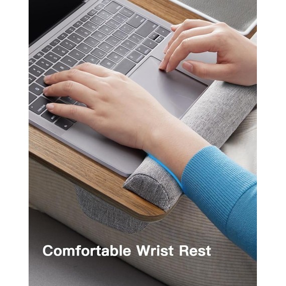 Lap Desk - Fits up to 17 inches Laptop Desk, Built in Mouse Pad & Wrist Pad for Notebook, MacBook, Tablet, Laptop Stand with Tablet, Pen & Phone Holder - HNLD6