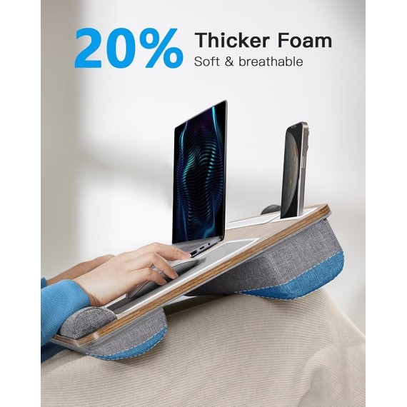 Lap Desk - Fits up to 17 inches Laptop Desk, Built in Mouse Pad & Wrist Pad for Notebook, MacBook, Tablet, Laptop Stand with Tablet, Pen & Phone Holder - HNLD6