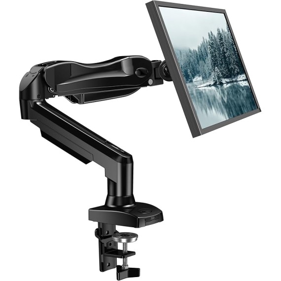 Single Monitor Mount, 13 to 32 Inch Gas Monitor Arm, Adjustable Stand, Vesa Mount with Clamp and Grommet Base - Fits 4.4 to 19.8lbs LCD Computer Monitors