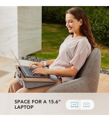Portable Lap Laptop Desk with Pillow Cushion, Fits up to 15.6 inch Laptop, with Anti-Slip Strip & Storage Function for Home Office Students Use as Computer Laptop Stand, Book Tablet