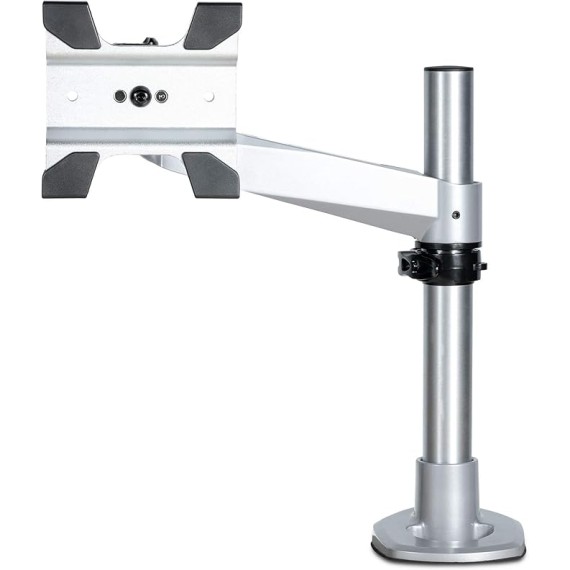 Desk Mount Monitor Arm - VESA or Apple iMac/Thunderbolt Display up to 14kg - Articulating Height Adjustable Single Desktop Monitor Pole Mount - Clamp/Grommet - Silver