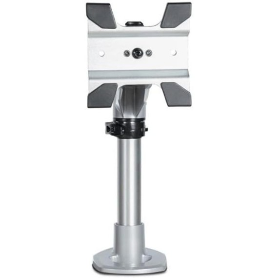 Desk Mount Monitor Arm - VESA or Apple iMac/Thunderbolt Display up to 14kg - Articulating Height Adjustable Single Desktop Monitor Pole Mount - Clamp/Grommet - Silver