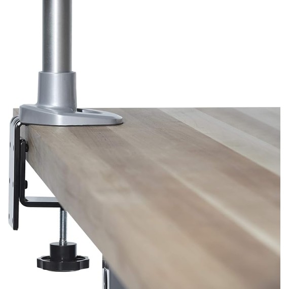 Desk Mount Monitor Arm - VESA or Apple iMac/Thunderbolt Display up to 14kg - Articulating Height Adjustable Single Desktop Monitor Pole Mount - Clamp/Grommet - Silver