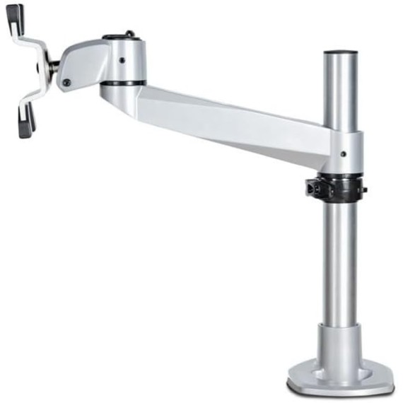 Desk Mount Monitor Arm - VESA or Apple iMac/Thunderbolt Display up to 14kg - Articulating Height Adjustable Single Desktop Monitor Pole Mount - Clamp/Grommet - Silver