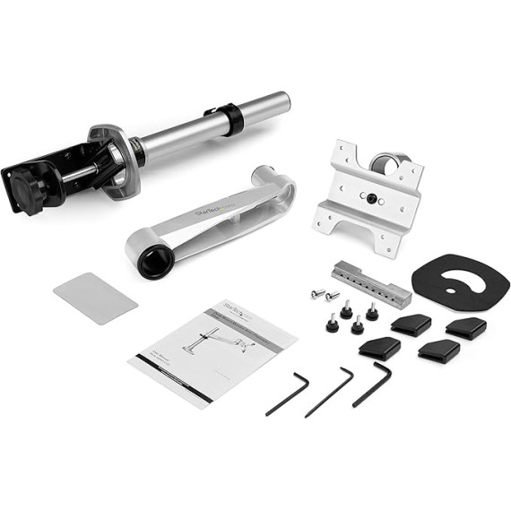 Desk Mount Monitor Arm - VESA or Apple iMac/Thunderbolt Display up to 14kg - Articulating Height Adjustable Single Desktop Monitor Pole Mount - Clamp/Grommet - Silver