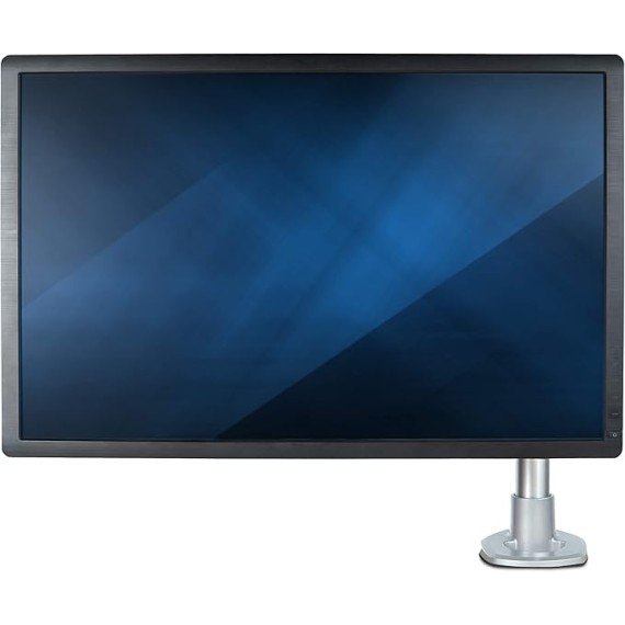 Desk Mount Monitor Arm - VESA or Apple iMac/Thunderbolt Display up to 14kg - Articulating Height Adjustable Single Desktop Monitor Pole Mount - Clamp/Grommet - Silver