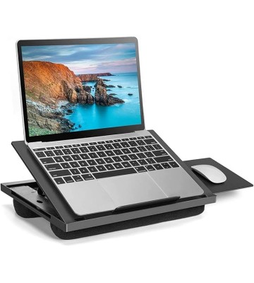 Adjustable Lap Desk - with 6 Adjustable Angles, Detachable Mouse Pad, & Dual Cushions Laptop Stand for Car Laptop Desk, Work Table, Lap Writing Board & Drawing Desk on Sofa or Bed by 