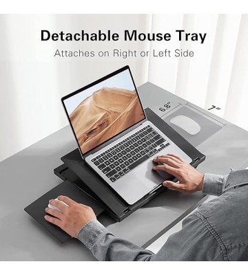 Adjustable Lap Desk - with 6 Adjustable Angles, Detachable Mouse Pad, & Dual Cushions Laptop Stand for Car Laptop Desk, Work Table, Lap Writing Board & Drawing Desk on Sofa or Bed by 