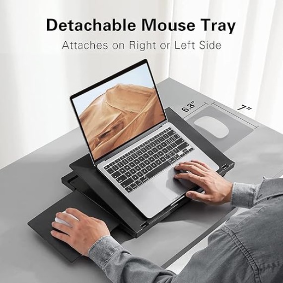 Adjustable Lap Desk - with 6 Adjustable Angles, Detachable Mouse Pad, & Dual Cushions Laptop Stand for Car Laptop Desk, Work Table, Lap Writing Board & Drawing Desk on Sofa or Bed by 