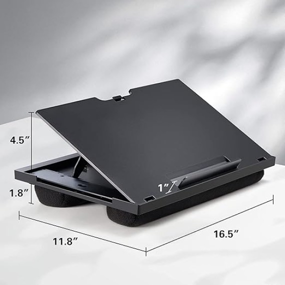 Adjustable Lap Desk - with 6 Adjustable Angles, Detachable Mouse Pad, & Dual Cushions Laptop Stand for Car Laptop Desk, Work Table, Lap Writing Board & Drawing Desk on Sofa or Bed by 