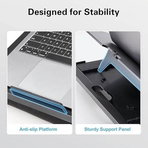Adjustable Lap Desk - with 6 Adjustable Angles, Detachable Mouse Pad, & Dual Cushions Laptop Stand for Car Laptop Desk, Work Table, Lap Writing Board & Drawing Desk on Sofa or Bed by 