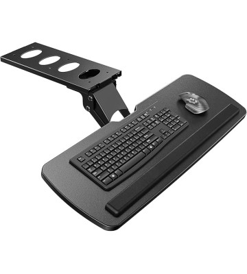 Keyboard Tray Under Desk, 360 Adjustable Ergonomic Sliding Keyboard & Mouse Tray, Under Desk Keyboard Tray Slide Out, Keyboard Holder Under Desk for Typing in Home, Office Work, 25"W x 9.84"D