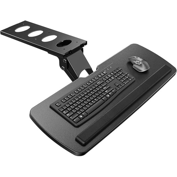 Keyboard Tray Under Desk, 360 Adjustable Ergonomic Sliding Keyboard & Mouse Tray, Under Desk Keyboard Tray Slide Out, Keyboard Holder Under Desk for Typing in Home, Office Work, 25"W x 9.84"D