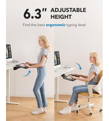 Keyboard Tray Under Desk, 360 Adjustable Ergonomic Sliding Keyboard & Mouse Tray, Under Desk Keyboard Tray Slide Out, Keyboard Holder Under Desk for Typing in Home, Office Work, 25"W x 9.84"D