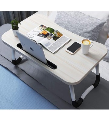 Laptop Tray Bed Table, Lap Table for Breakfast Serving Tray, Notebook Table with Tablet Slots and Holder for Couch Floor for Adults/Students/Kids