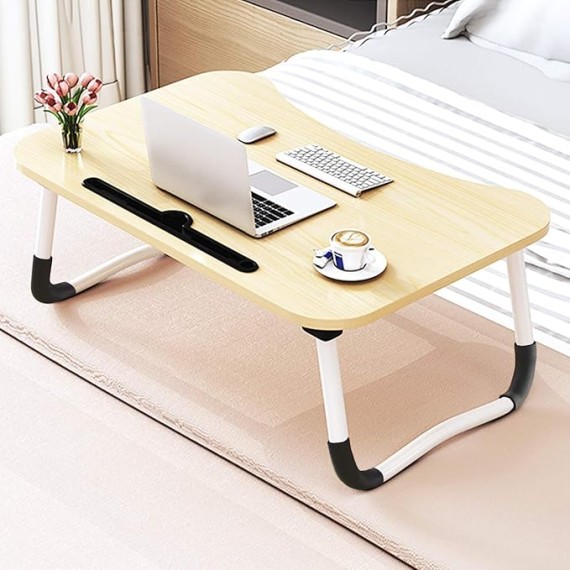 Laptop Tray Bed Table, Lap Table for Breakfast Serving Tray, Notebook Table with Tablet Slots and Holder for Couch Floor for Adults/Students/Kids