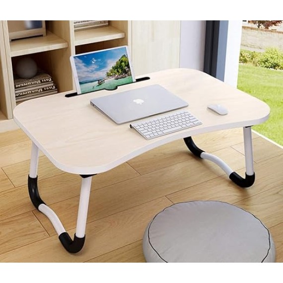 Laptop Tray Bed Table, Lap Table for Breakfast Serving Tray, Notebook Table with Tablet Slots and Holder for Couch Floor for Adults/Students/Kids
