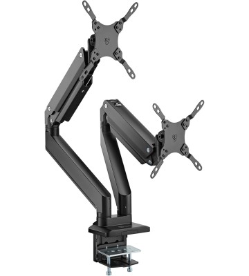 Dual Monitor Desk Mount, 17" to 43", Heavy-Duty Premium Gas Spring, Fits Two Flat/Curved Monitors, Load 45 lbs max Each, VESA 75x75 100x100 200x200, C-Clamp and Grommet Base (CE-MT3011-S1)