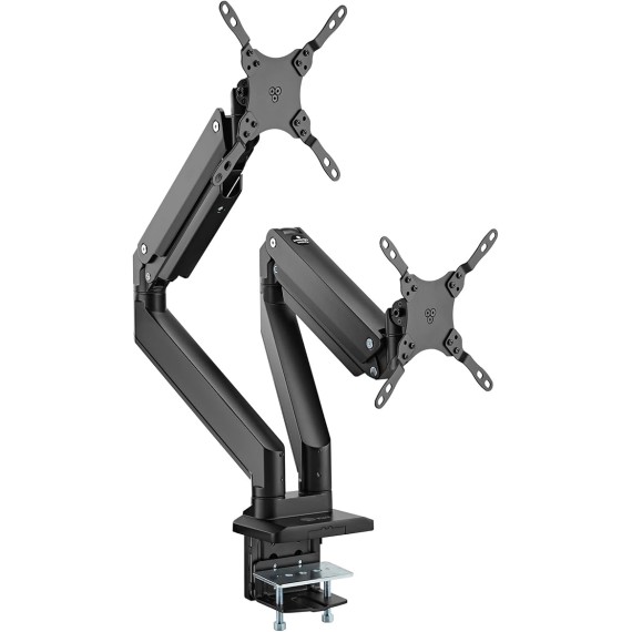 Dual Monitor Desk Mount, 17" to 43", Heavy-Duty Premium Gas Spring, Fits Two Flat/Curved Monitors, Load 45 lbs max Each, VESA 75x75 100x100 200x200, C-Clamp and Grommet Base (CE-MT3011-S1)