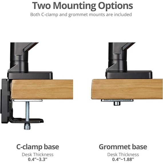Dual Monitor Desk Mount, 17" to 43", Heavy-Duty Premium Gas Spring, Fits Two Flat/Curved Monitors, Load 45 lbs max Each, VESA 75x75 100x100 200x200, C-Clamp and Grommet Base (CE-MT3011-S1)