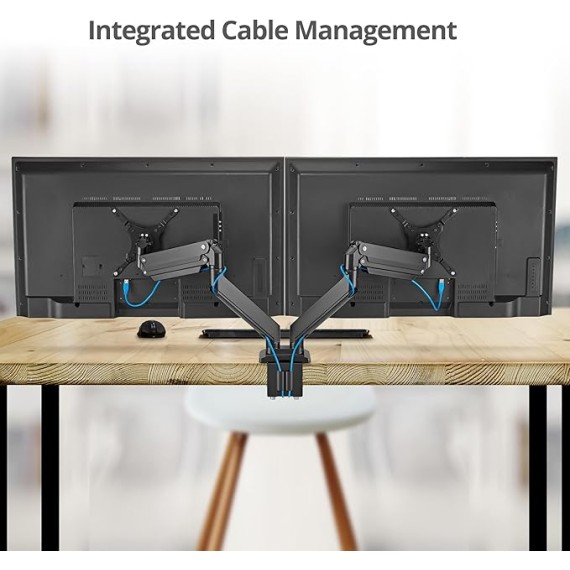 Dual Monitor Desk Mount, 17" to 43", Heavy-Duty Premium Gas Spring, Fits Two Flat/Curved Monitors, Load 45 lbs max Each, VESA 75x75 100x100 200x200, C-Clamp and Grommet Base (CE-MT3011-S1)