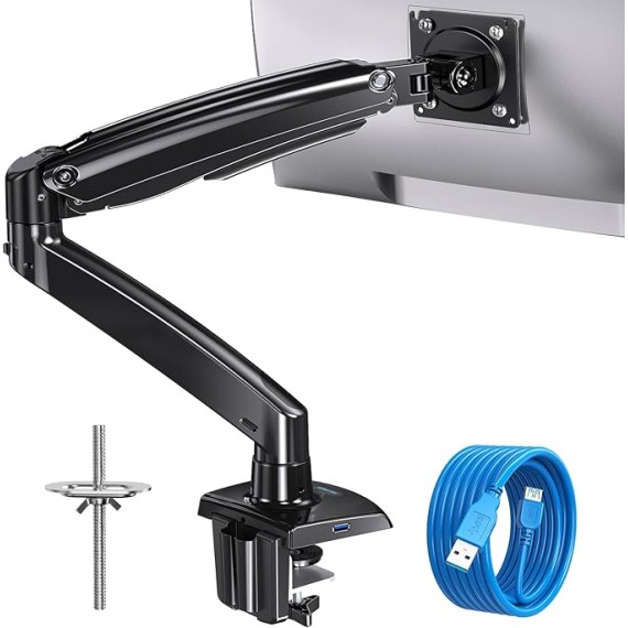 Ultrawide Monitor Arm for Max 35 inch Screens, Aviation-Grade Aluminum Heavy Duty Monitor Arm Holds 26.4lbs Computer Monitor, Adjustable Gas Springs Monitor Mount, VESA 75/100mm